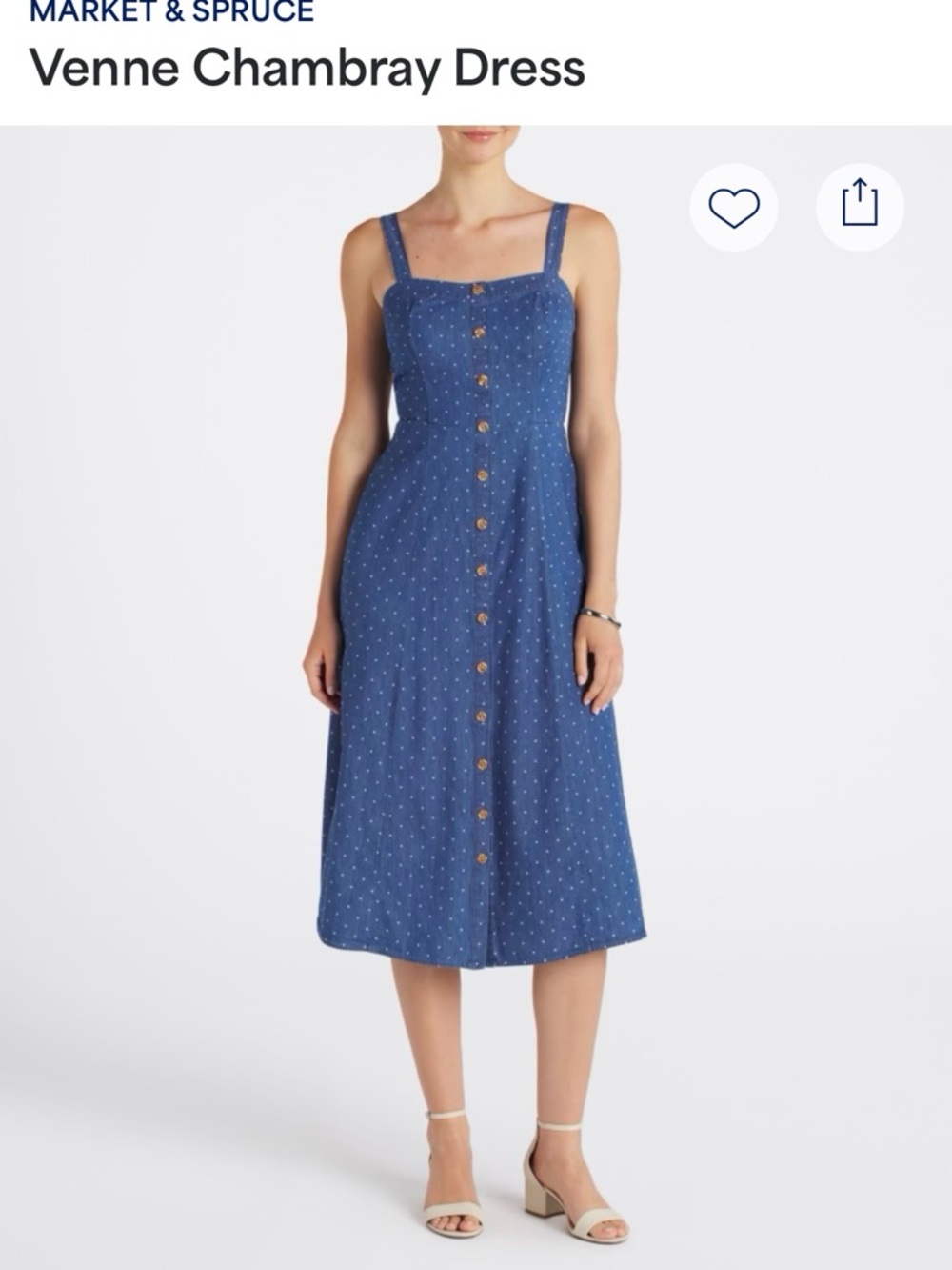 Market & Spruce Indigo Chambray Midi Button Dress